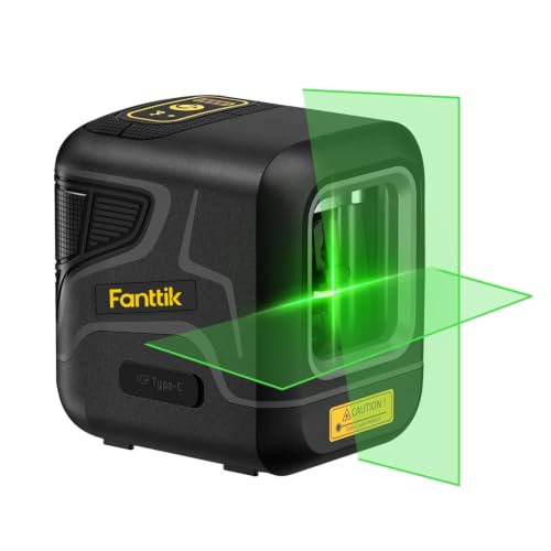 Fanttik D2 Pocket Green Laser Level for Picture Hanging and Home DIY | 100 ft Self-Leveling Cross Line, Type-C Rechargeable, Rotatable 360 Degree, Pulse Mode, Magnetic Bracket, Carrying Pouch