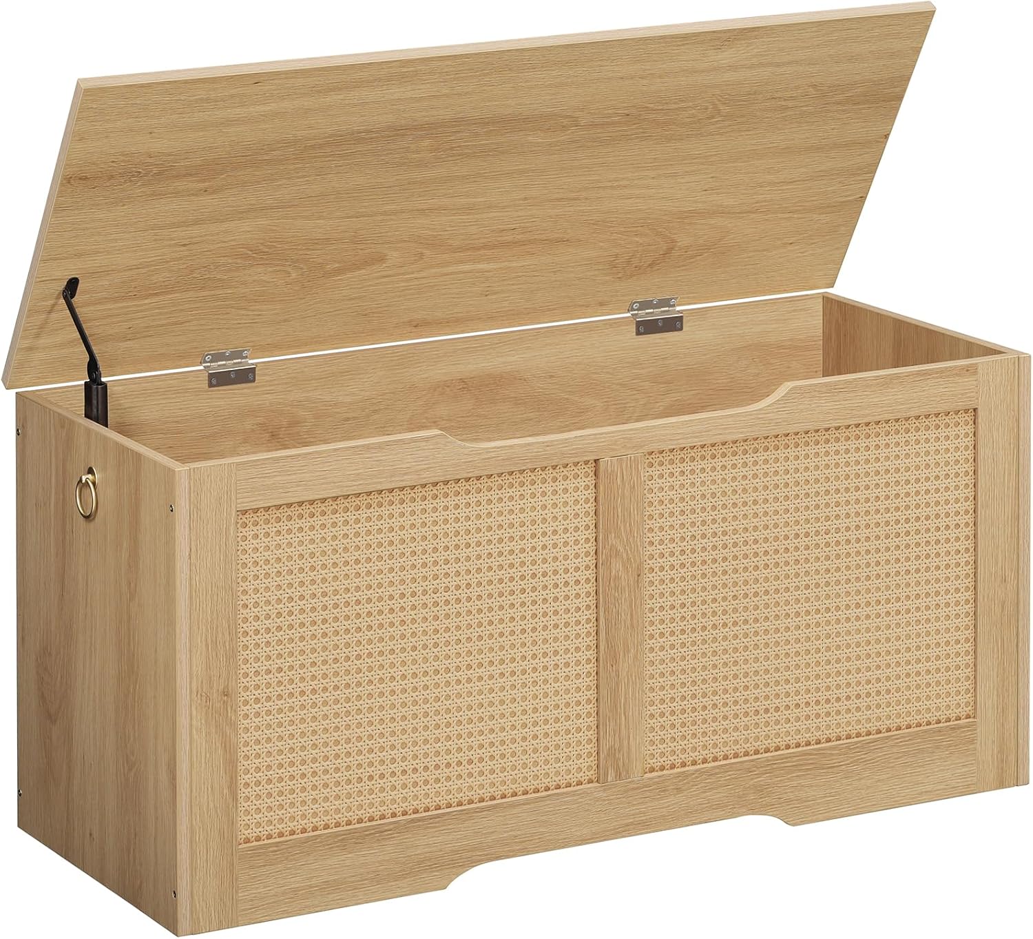 Storage Bench, 39.3" Toy Box, Rattan-Like Storage Chest, Sturdy Entryway Bench Supports 220 lb, Toy Chest, Safety Hinge, U-Shaped Opening, Easy Assembly, Natural NL11CW01