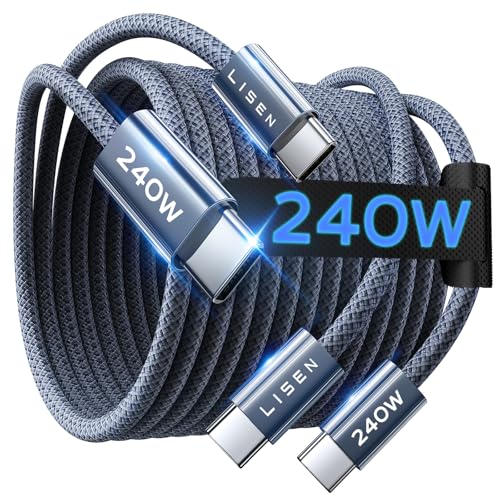 LISEN USB C to USB C Cable, 240W Fast Charging Type C Charger Cord (6.6FT)