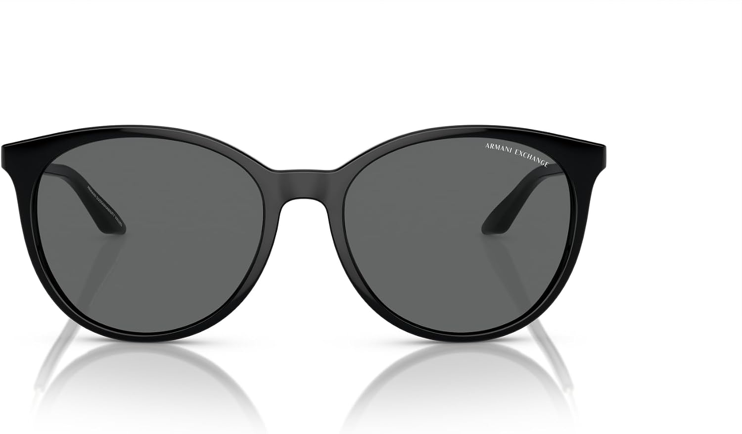Armani Exchange A|X AX4140SF Low Bridge Fit Sunglasses, Shiny Black/Dark Grey, 56 mm
