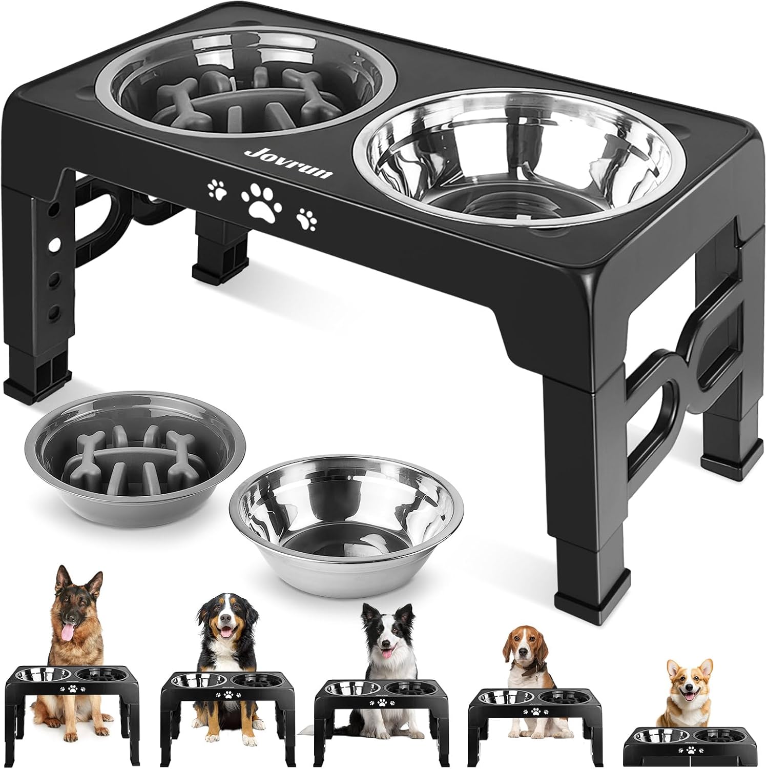 Elevated Dog Bowls for Medium Large Size Dogs, 5 Heights Adjustable