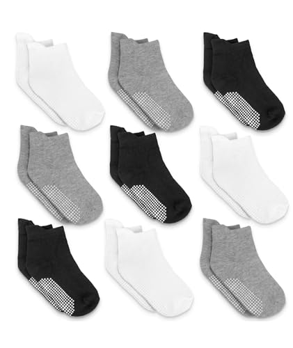 Infinno Baby Non Slip Ankle Socks with Grips, Toddlers Kids 1T-7T, 9 Pairs