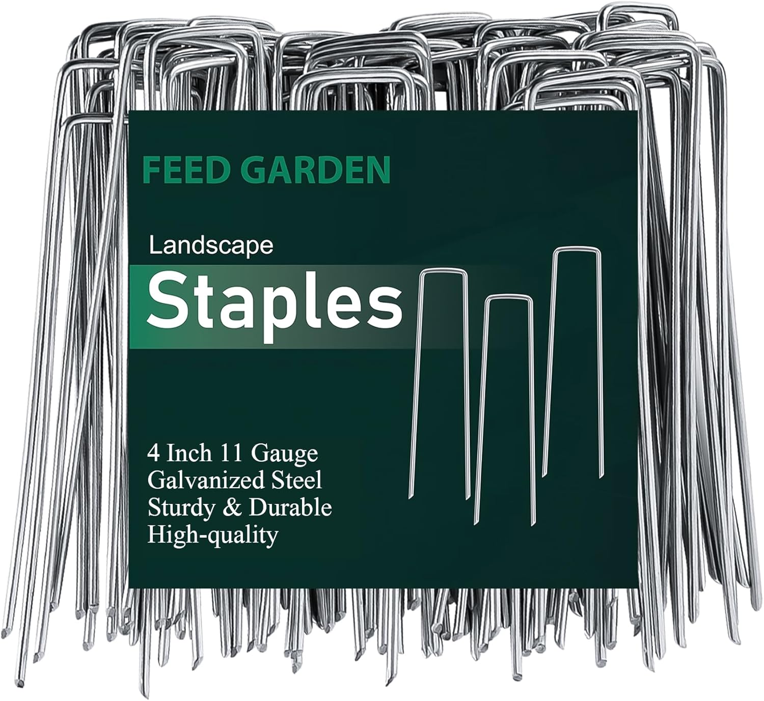 4 Inch 50 Pack Galvanized Landscape Staples 11 Gauge Anti-Rust Garden Stakes Landscaping Fabric SOD Pins Yard Stakes for Weed Barrier Fabric