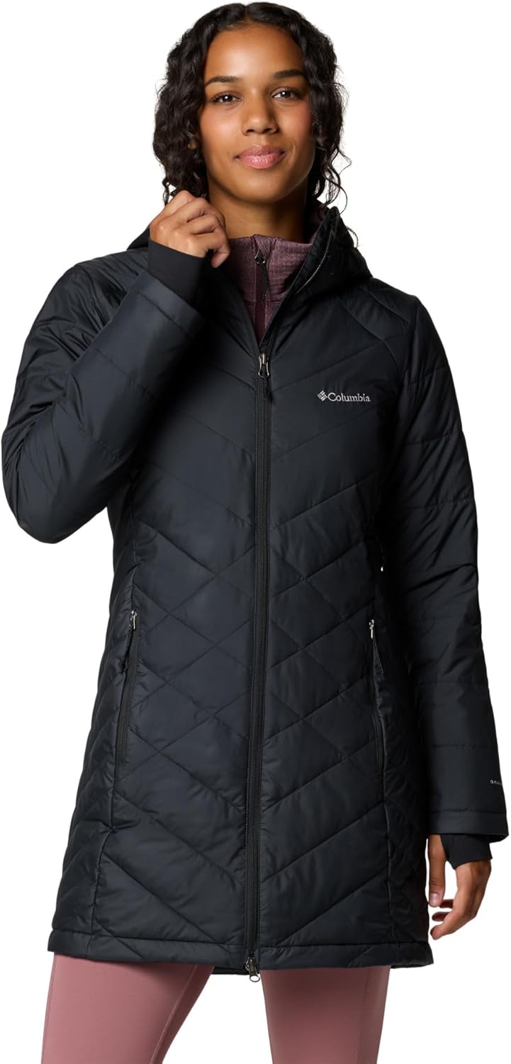 Columbia Womens Heavenly Long Hooded Puffer Jacket, Black, X-Small