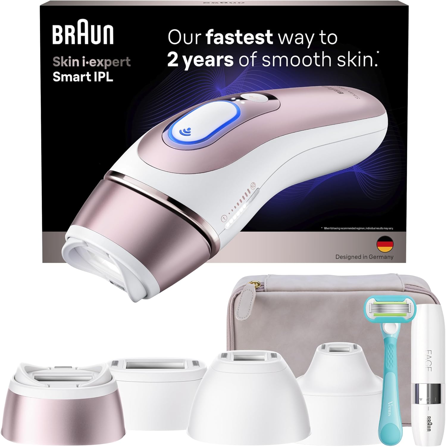 Braun Smart IPL, Skin i·Expert Pro 7, VOGUE's Best Hair Removal Device, IPL Hair Removal for Women and Men, Permanent Laser Hair Reduction At-Home, World's 1st Smart App, 4 Heads, IPL7387