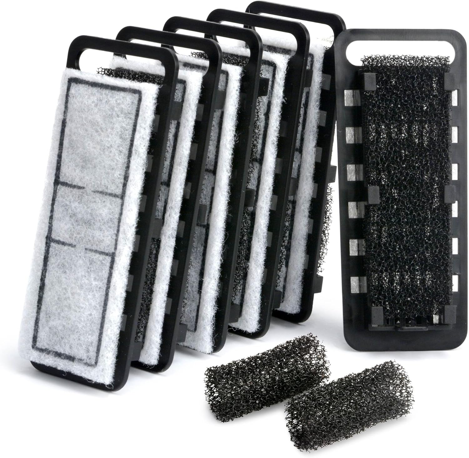 NICREW Slim Aquarium Filter Cartridges (6 pcs) with Intake Sponges (2 pcs)