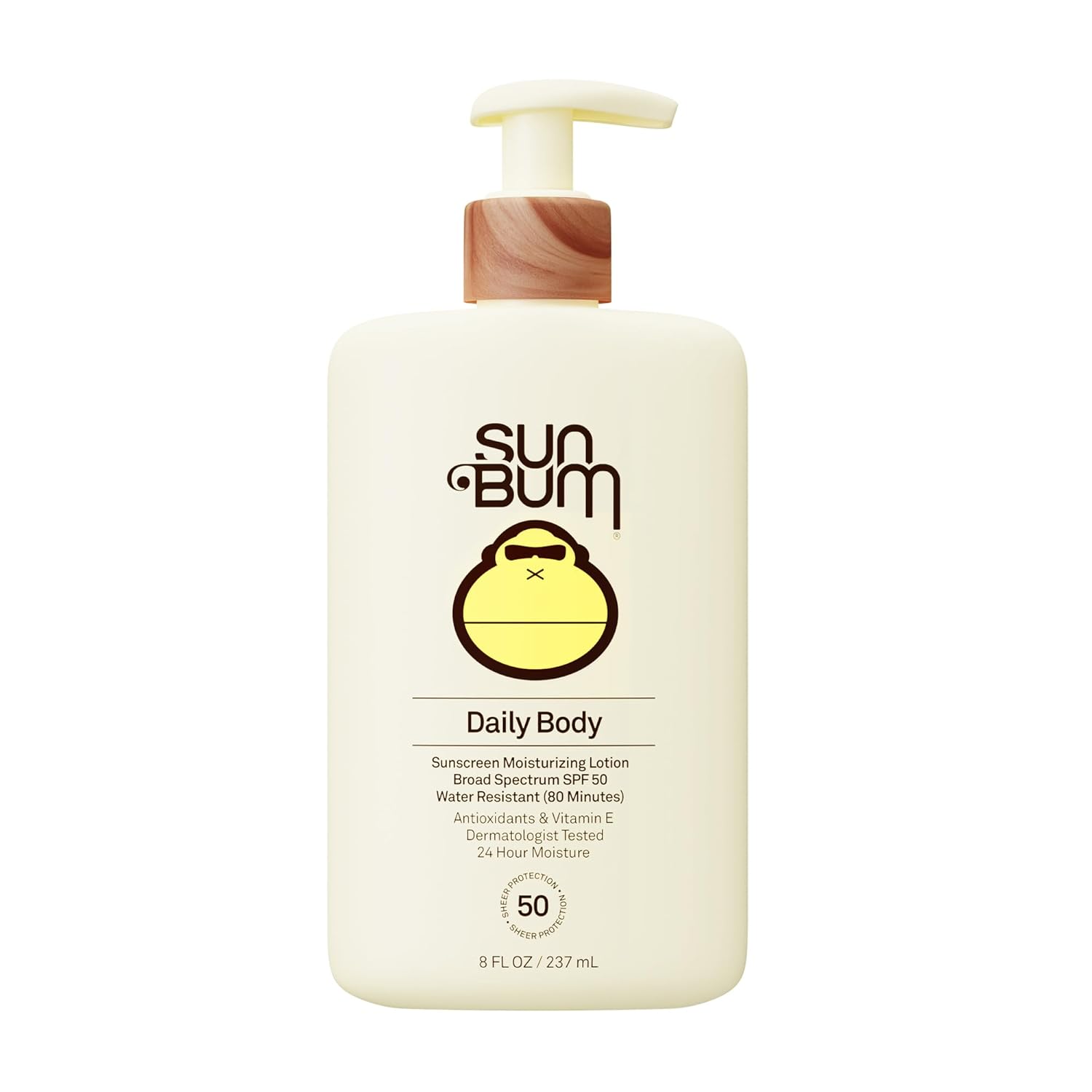Sun Bum Daily SPF 50 Sunscreen Body Lotion - Broad Spectrum Moisturizing Sunscreen with Vitamin E - Vegan and Hawaii 104 Act Compliant (Without Octinoxate & Oxybenzone) - Dermatologist Tested - 8 oz