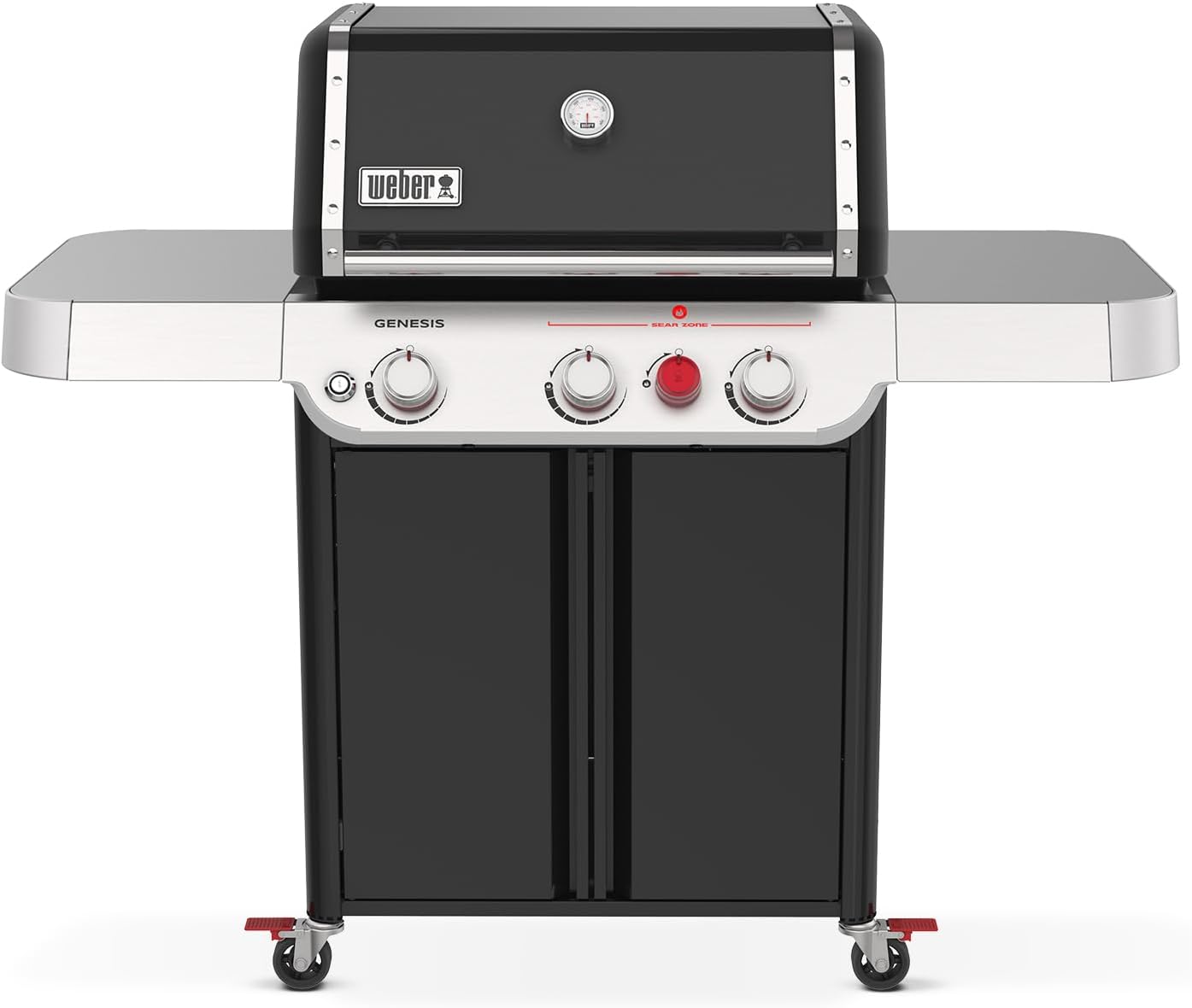 Genesis E-325 Liquid Propane Gas Grill for Outdoor Cooking, 3 Burners, Black – Porcelain-Enameled, Cast-Iron Grates, PureBlu Burners & Sear Zone