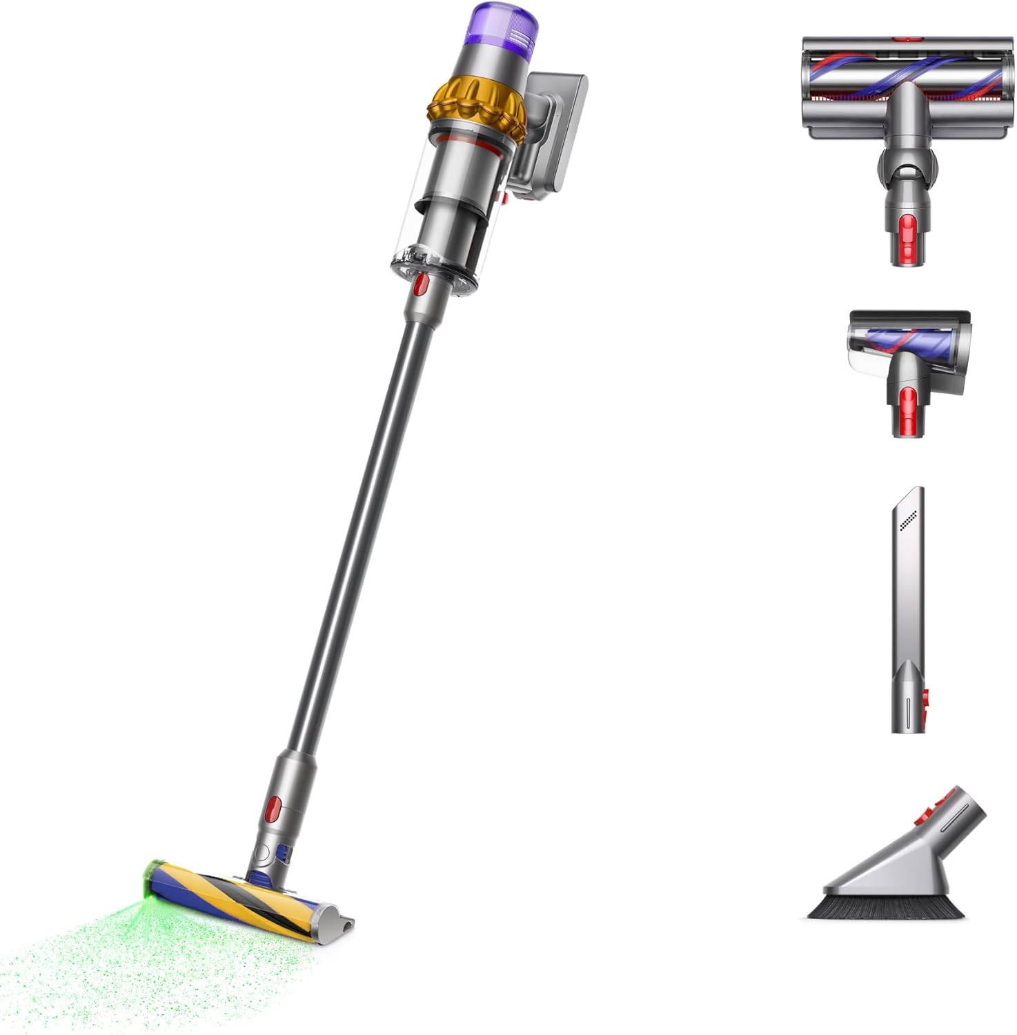 Dyson V15 Detect Plus Cordless Vacuum, Illumination Reveals dust, 240AW, 3 Power Modes, Up to 60 Minutes,² Deep Cleans Hard Floors and Carpets, Detangles pet Hair, Converts to Handheld