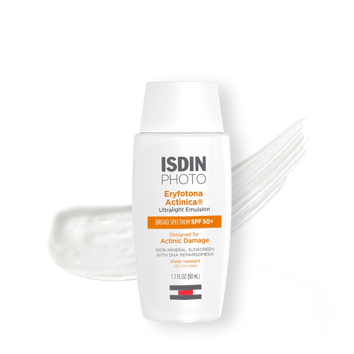 ISDIN Eryfotona Actinica SPF 50+, Mineral Sunscreen for Face with Zinc Oxide, Anti-Aging Sunscreen, No White Cast, Dermatologist Recommended, 1.7 Fl Oz