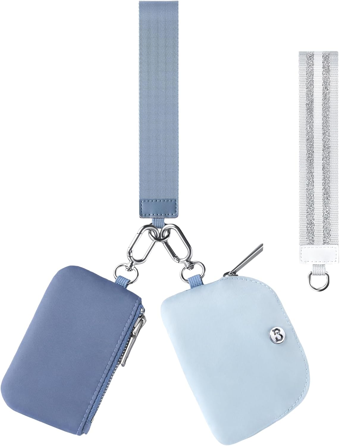 Mini Zip Around Dual Pouch Wristlet With 2 Straps Wristlet Keychain Wallet for Women Coin Purse Small Cute for Teen Girl