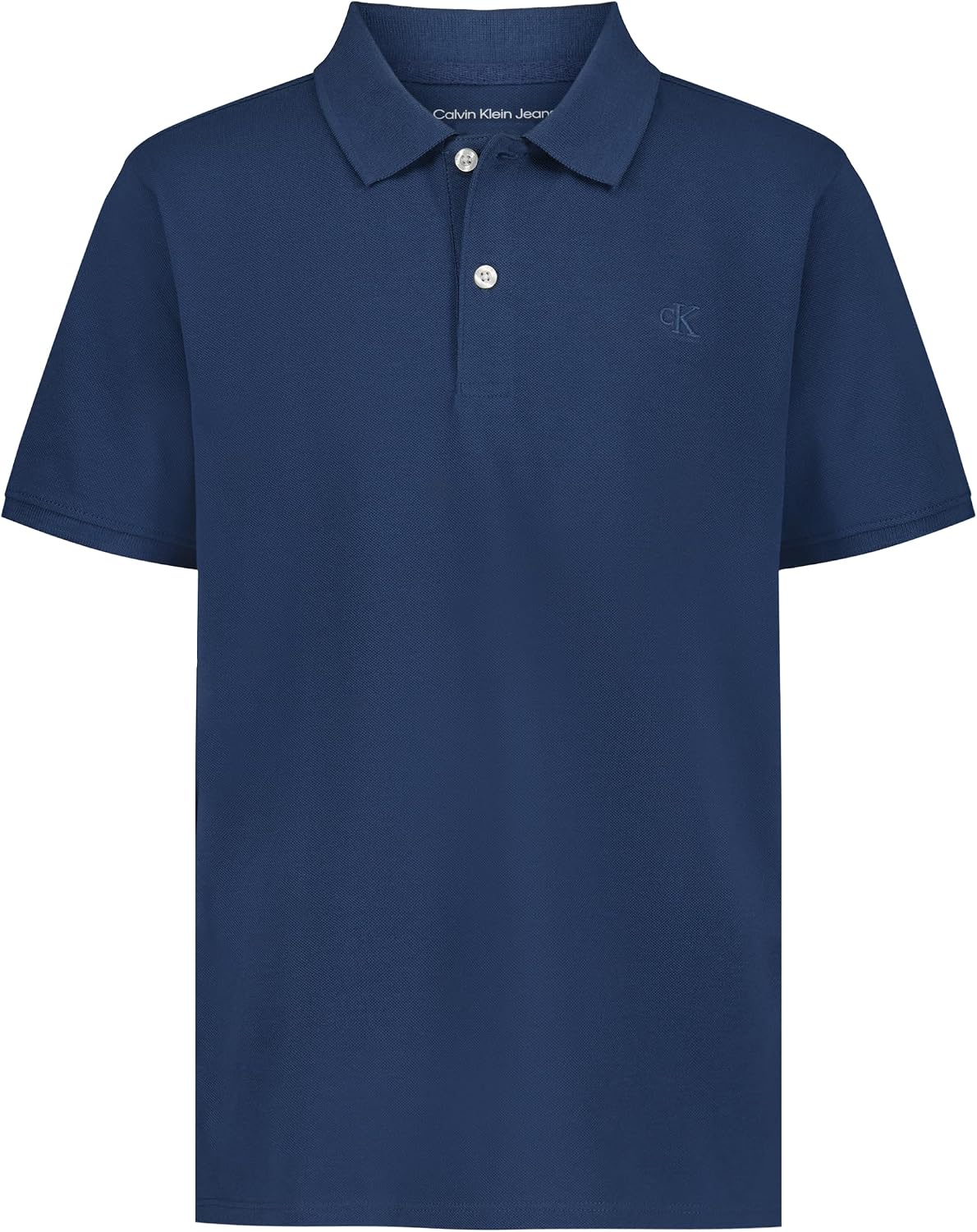Calvin Klein Boys' Short Sleeve Micro Pique Solid Polo, Dark Denim, 14-16