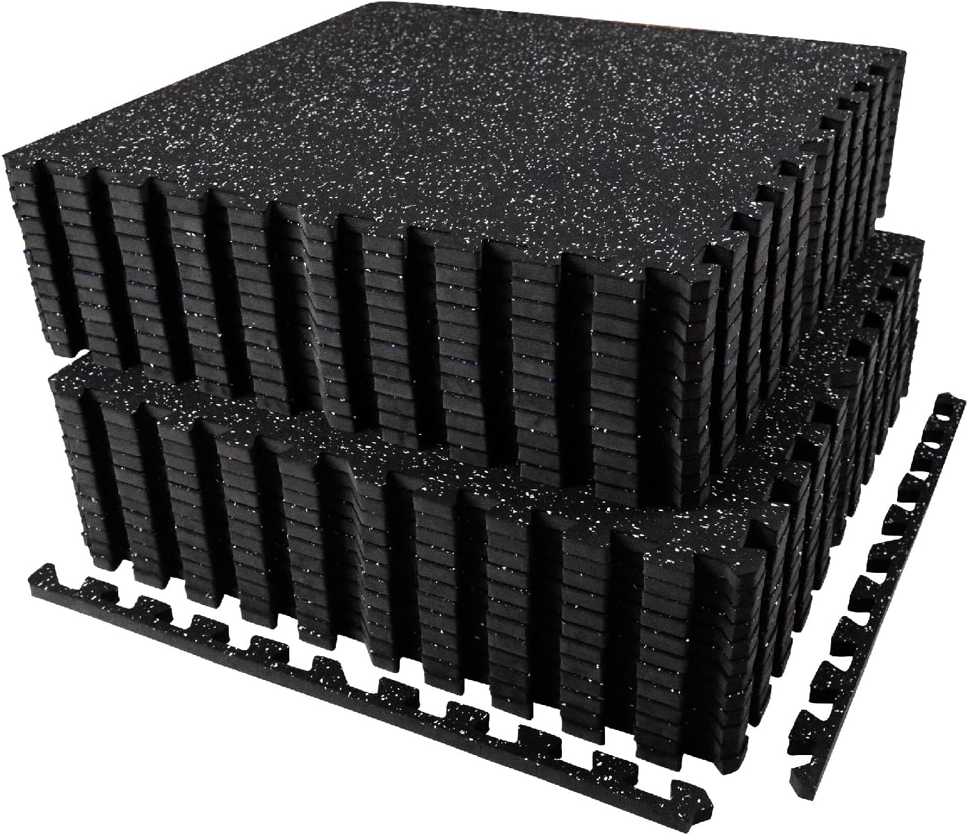 0.56in Thick 96 Sq Ft Exercise Equipment Mats, 24 Tiles Upgraded Rubber Top with High Density EVA Foam, Large Interlocking Puzzle Gym Flooring for Home Gym, Heavy Weight Workout, 24 x 24in