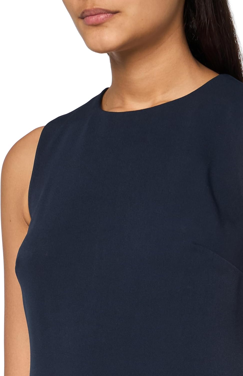 Tommy Hilfiger Womens Round Neck Salon Stretch Pockets Shift Dress