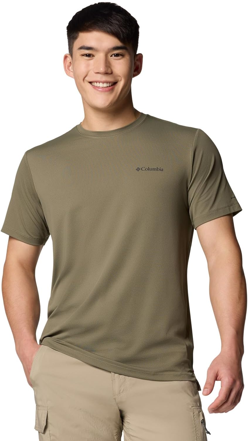 Columbia Mens Tech Trail Utility Short Sleeve Crew, Stone Green, X-Small
