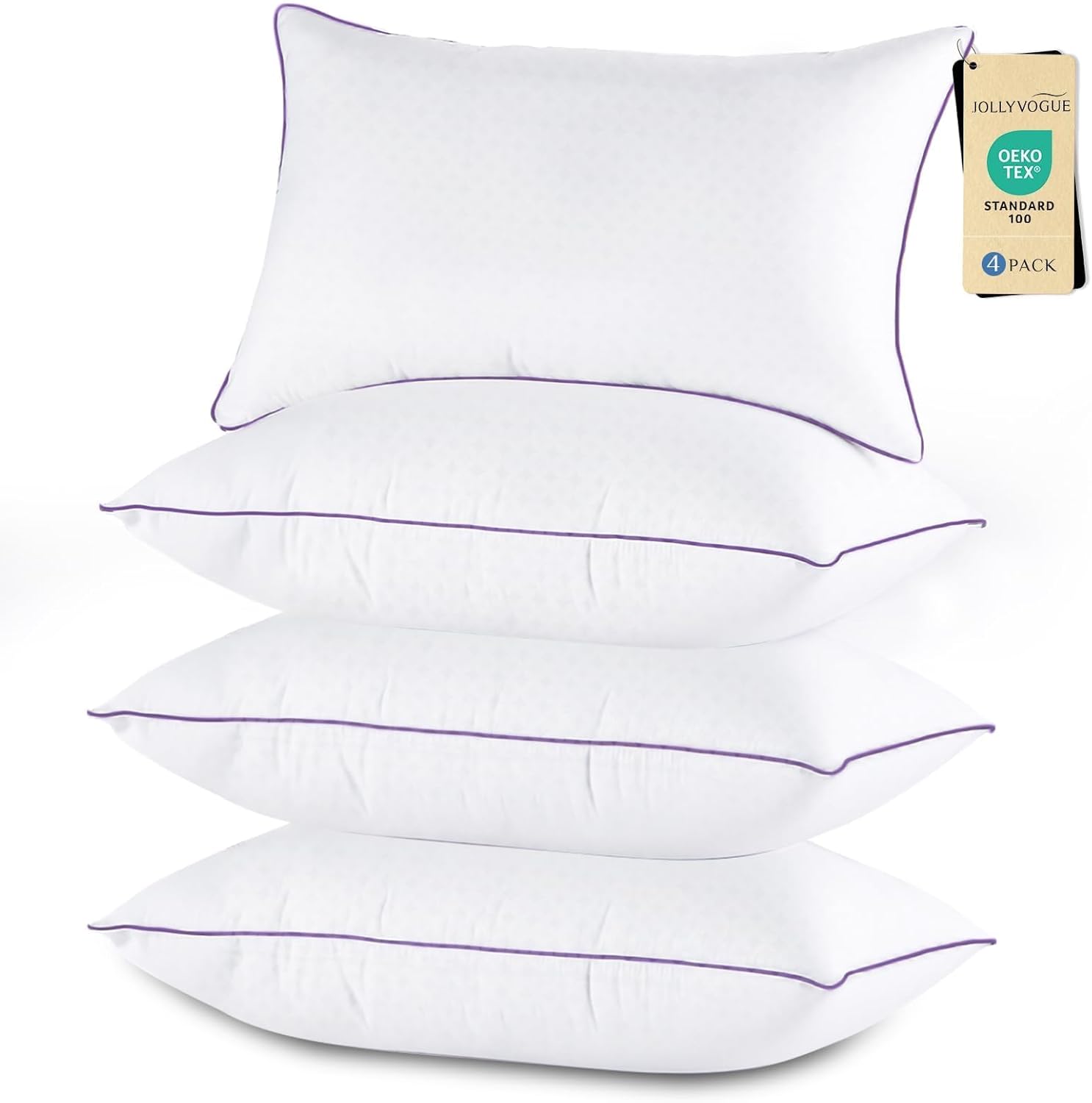 Pillows Queen Size Set of 4, Washable Supportive Bed Pillows with Super Soft Down Alternative Fill, Luxury Fluffy Hotel Quality for Side, Back, and Stomach Sleepers