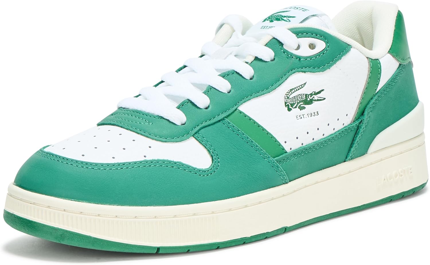Lacoste Men's T-Clip Set Sneaker, White/Green, 10