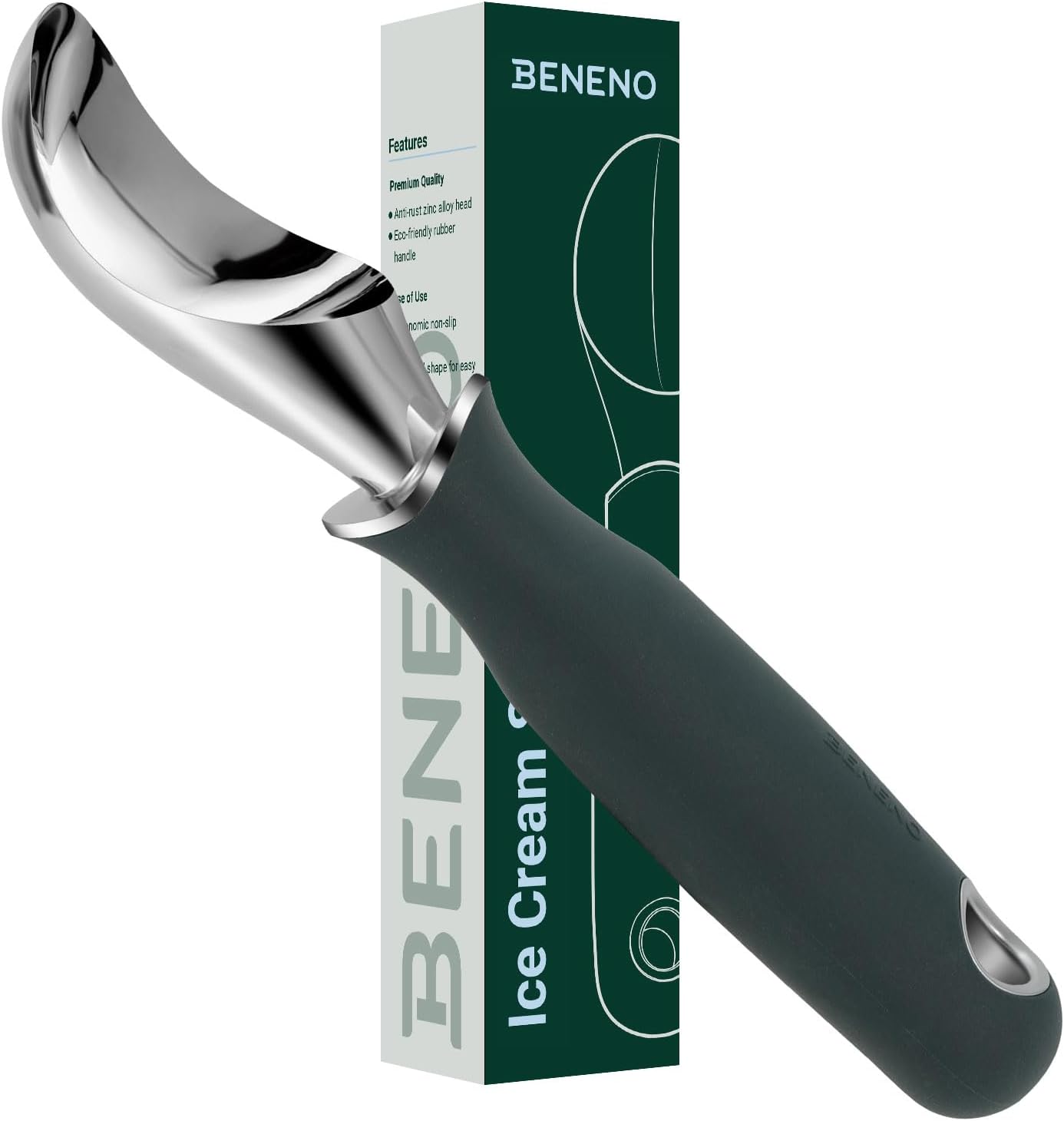 Heavy Duty Ice Cream Scoop - Upgraded Anti-Fracture Design, Comfortable Grip Long Handle, Effortless Scooping & Dishwasher Safe, Green