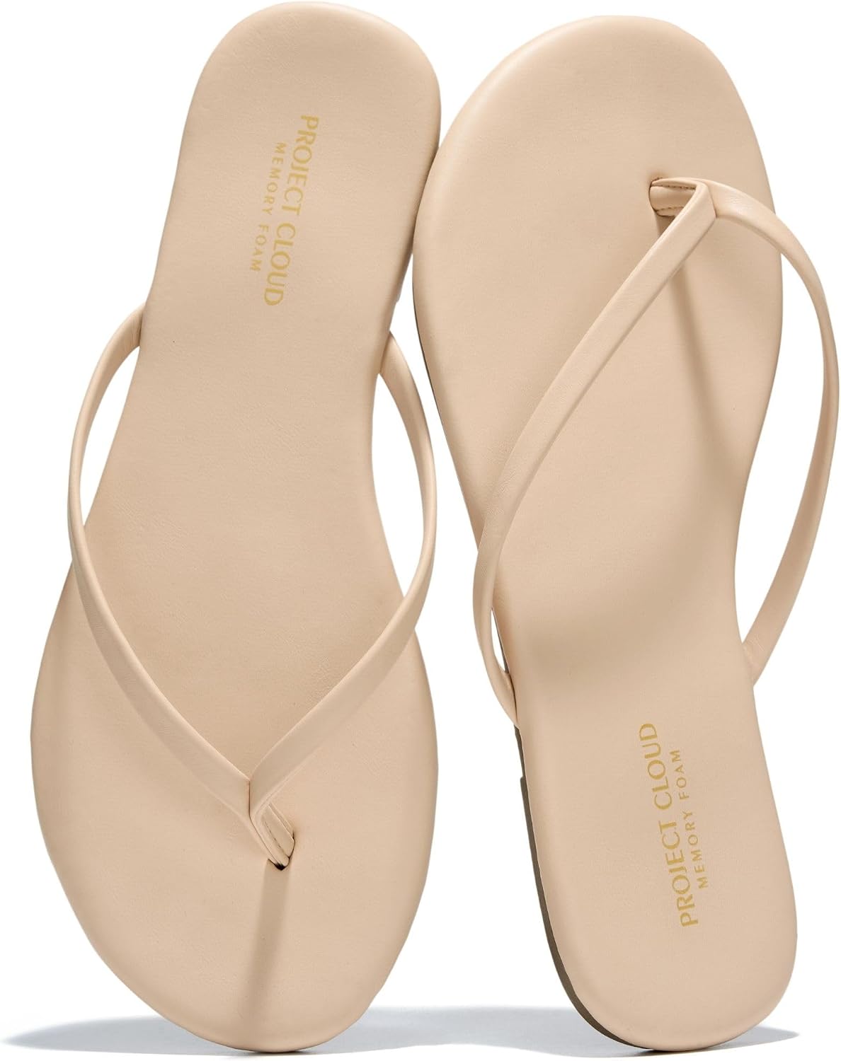 Project Cloud Flip Flops for Women Footwear- Lightweight and Memory Foam Insole Sandals for Women 2026 - Durable Non-Slip Beach Essentials Flats for Women Sandals (Foundations, Beige, 8.5)