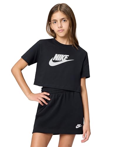 Nike Girl's Club Futura Cropped T-Shirt, Black, Large