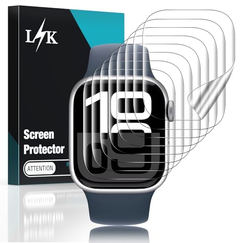 LK LϟK [8 pack] for Apple Watch Series 12/11/10 Screen Protector 46mm | Self-Healing [Upgrade Flexible TPU Film] Anti Scratch [Bubble-Free] HD Clear Touch Sensitive Film for iWatch S12/11/10 46mm