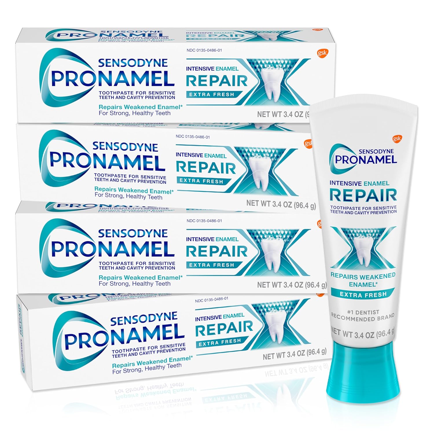 Intensive Enamel Repair Toothpaste for Sensitive Teeth, to Reharden and Strengthen Enamel, Extra Fresh - 3.4 Ounces (Pack of 4)