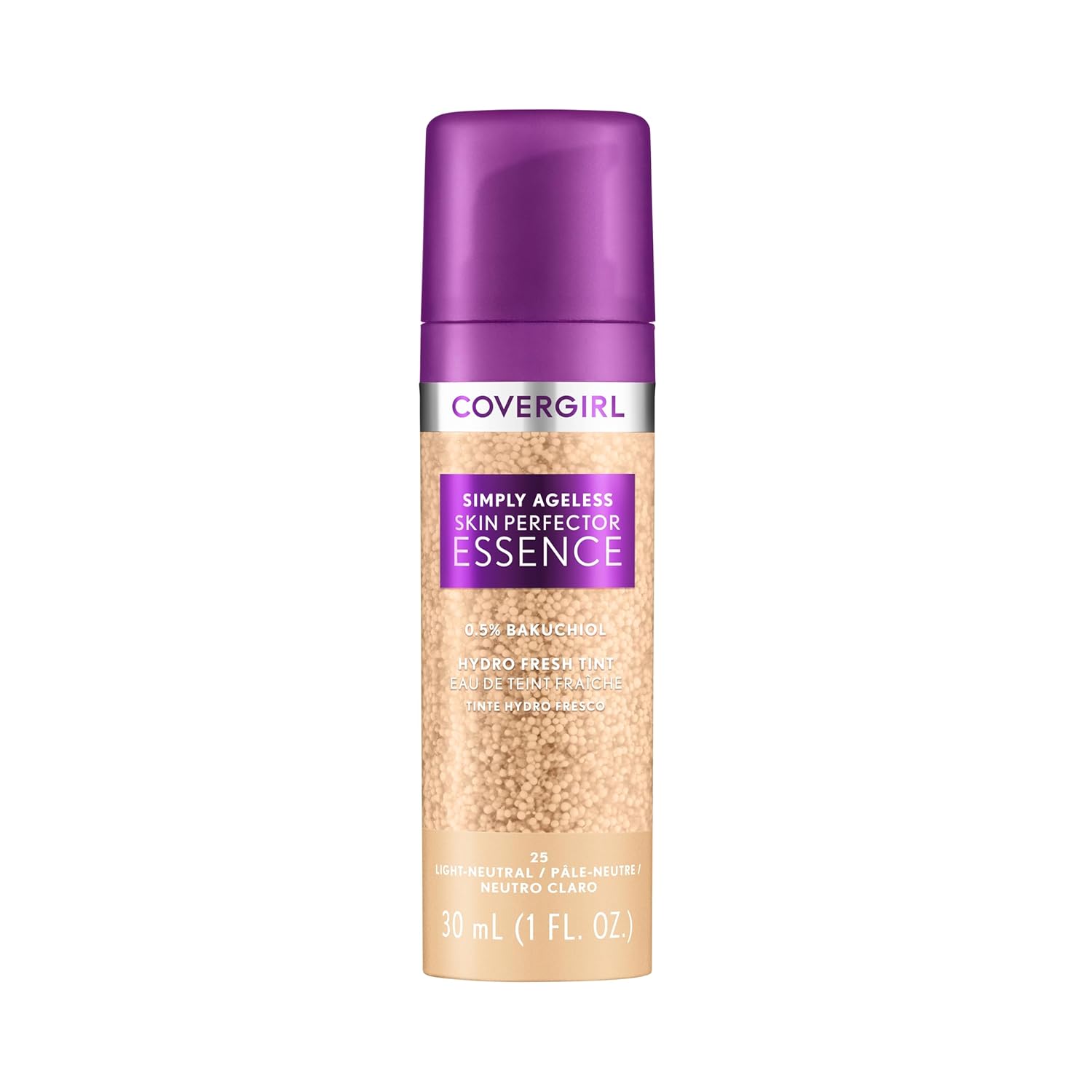 Simply Ageless Skin Perfector Essence Foundation, 25 Light-Neutral, Tinted Skincare Makeup Hybrid, Sheer Tint, Radiant Finish, Glowy Finish, Vegan Formula, 1.0oz