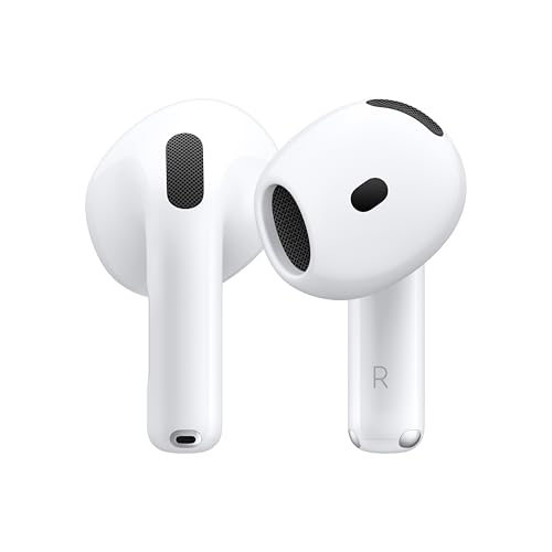 Apple AirPods 4 Wireless Earbuds, Bluetooth Headphones, with Active Noise Cancellation, Adaptive, Transparency Mode, Personalized Spatial Audio, USB-C Charging Case, Wireless Charging, H2 Chip