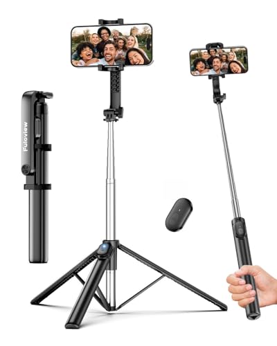 67” Selfie Stick Tripod for iPhone, Lightweight Travel Phone Tripod with Wireless Remote, Extendable Cell Phone Stand for Photography, Video & Live Streaming – Black