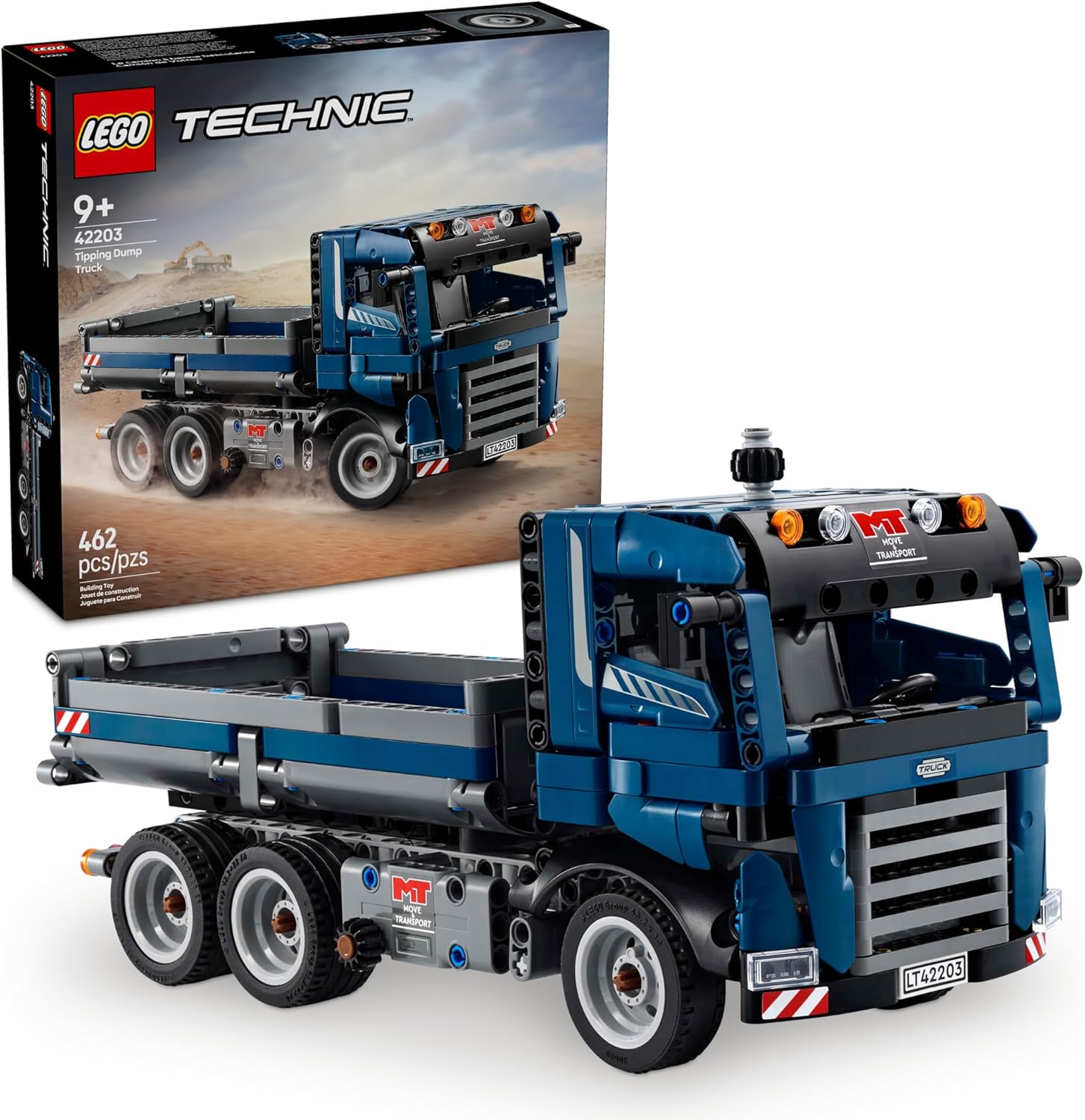 Technic Tipping Dump Truck Toy - Construction Truck Building Toy for Kids, Boys and Girls, Ages 9+ - Gift for Birthdays - W/Realistic Features - 42203