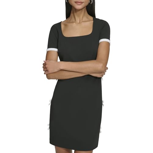 KARL LAGERFELD Paris Women's Dresses A LINE,Black Soft White,8"