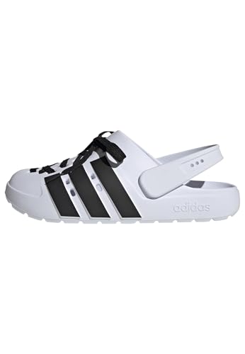 Unisex-Adult Adilette Clog 2.0, White/Black/Gold Metallic, 7