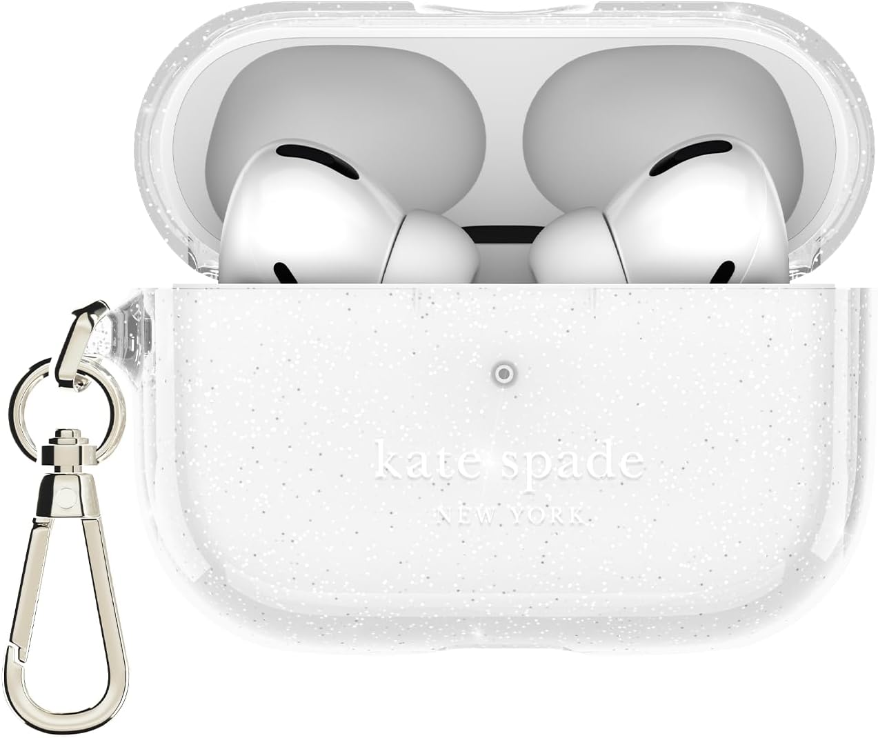 kate spade new york AirPods Pro Protective Case with Keychain Ring -That Sparkle Silver, Compatible with AirPods Pro 2nd / 1st Generation