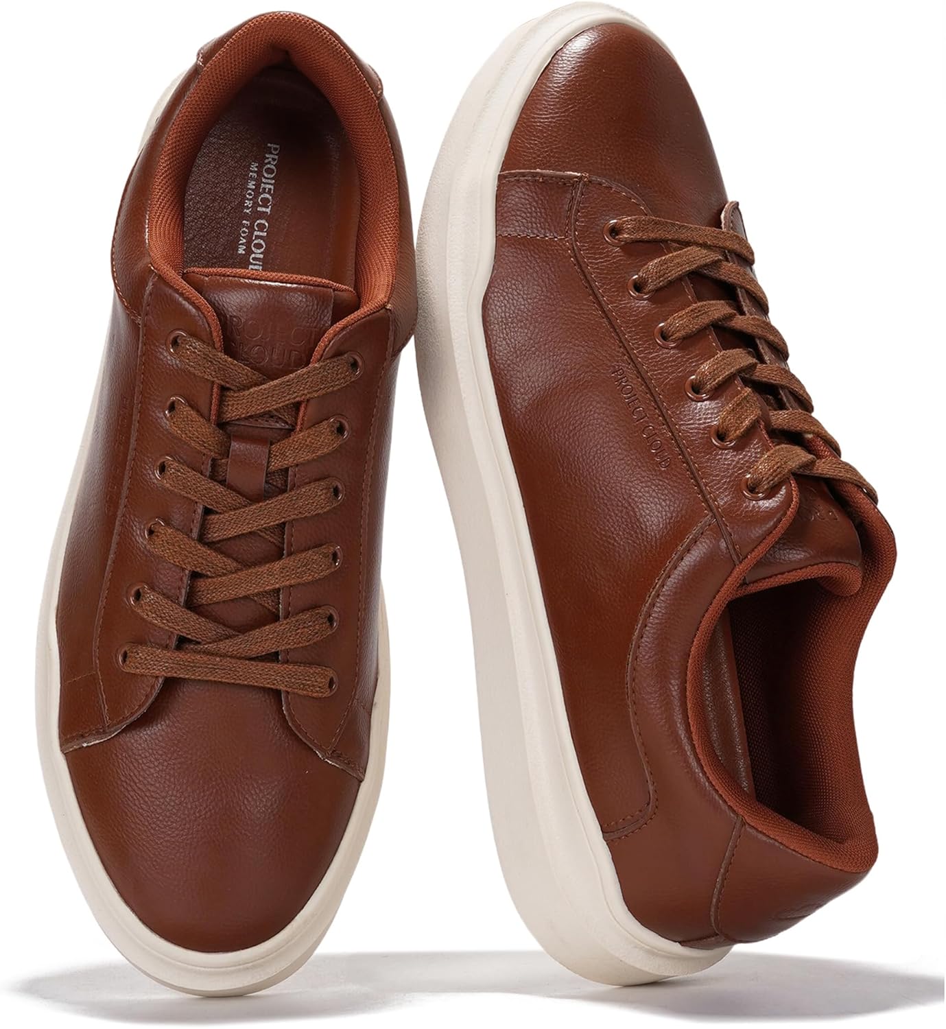 Mens Sneakers - Eco-Crafted Leather Memory Foam Insole Dress Shoes for Men Non Slip Laced-Up Water-Resistant Mens Casual Shoes - Dress Sneakers 2026 (Tilton), COGN, 13 Cognac