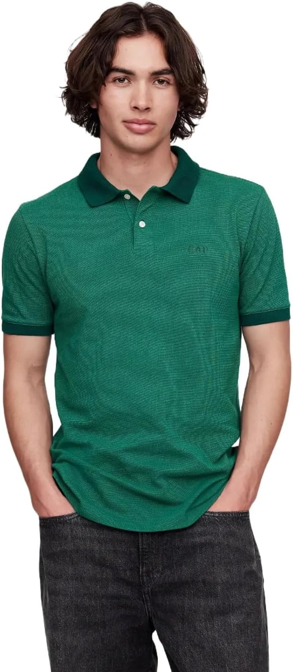 GAP Mens Logo Pique Polo Rain Forest 19-5232 Tc L