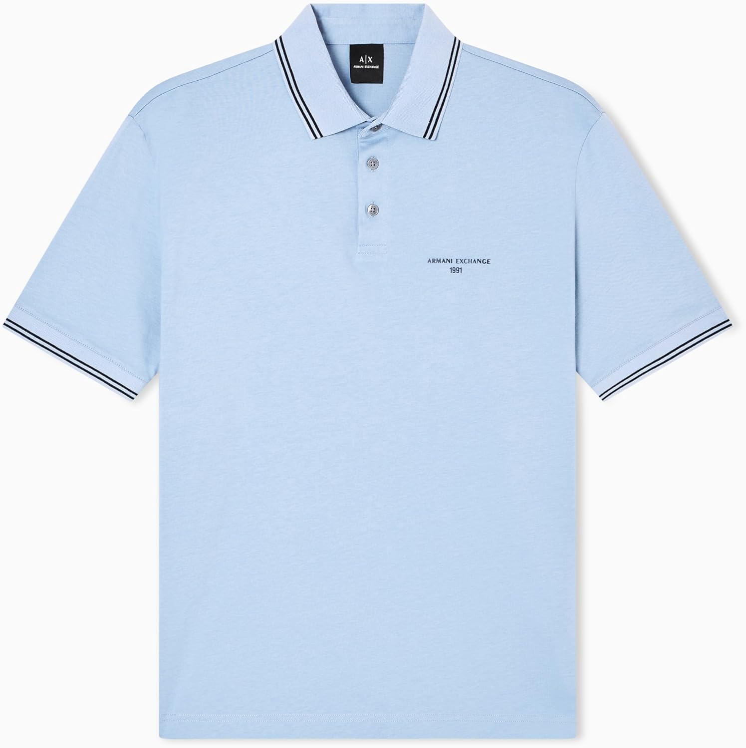 Men's Small Text Logo Pique Polo, Faded Denim, Small