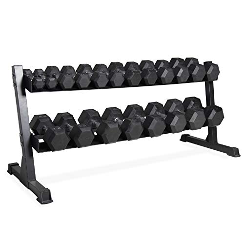 CAP 550lb Hex Dumbbell Set with 2-Tier Storage Rack, Chrome Grip
