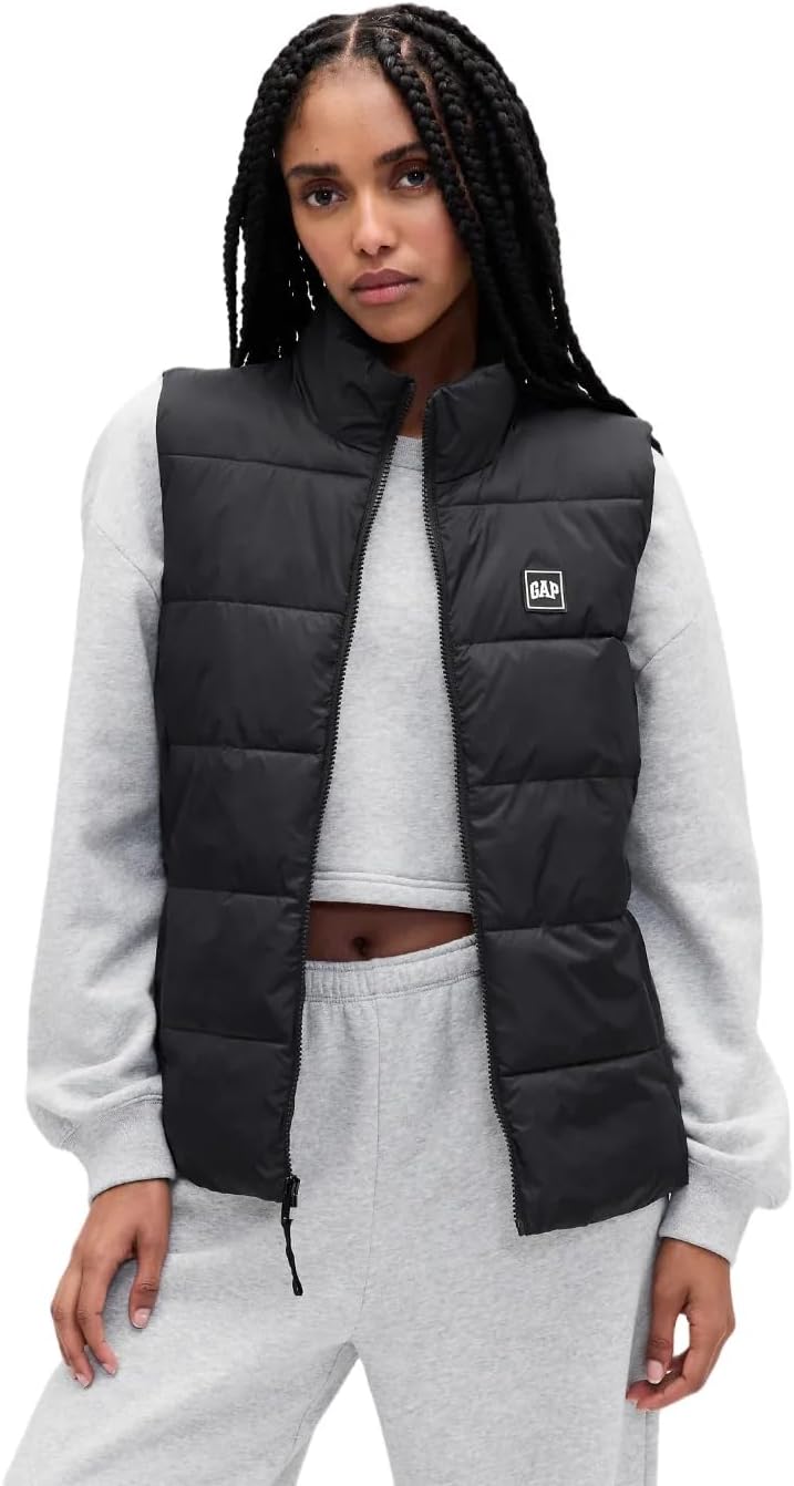 GAP womens Logo Lightweight Puffer Vest Black 1 S