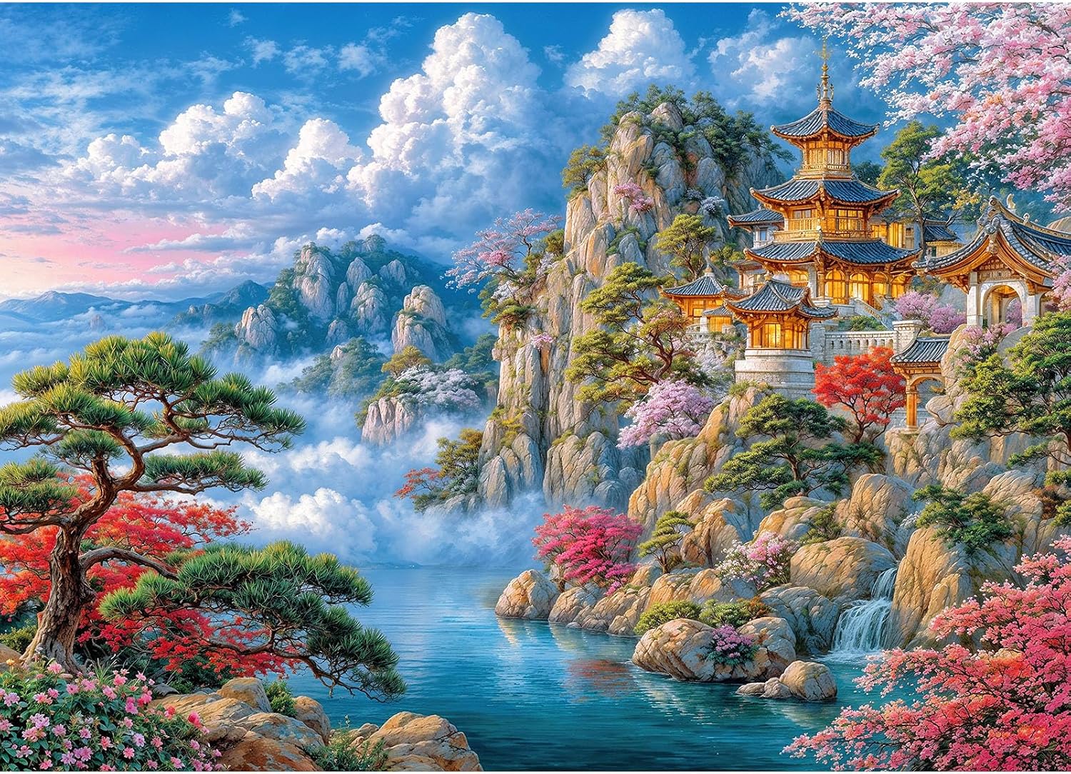 1000 Piece Puzzle for Adults, Flower House Jigsaw Puzzles, Family Game | Christmas Gift, Impossible Challenging, Glare-Free, Color Poster, Letters on Back, Perfect Fit No Dust, Home Wall Decoration
