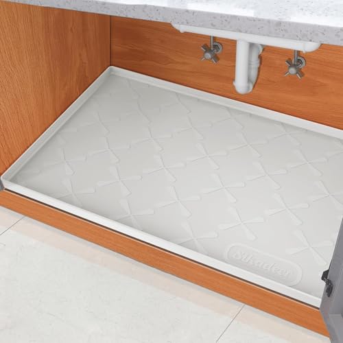SIKADEER Waterproof Under Sink Mat Silicone 28" x 22" Kitchen Cabinet liner