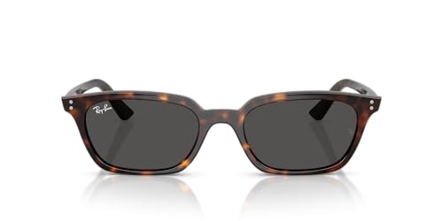 Ray-Ban RB4456F Zaya Low Bridge Fit Sunglasses, Havana/Dark Grey, 52 mm