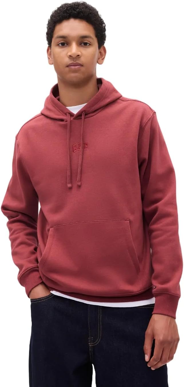 Mens Mini Logo Relaxed Pullover Hoodie Red Clay 867 L