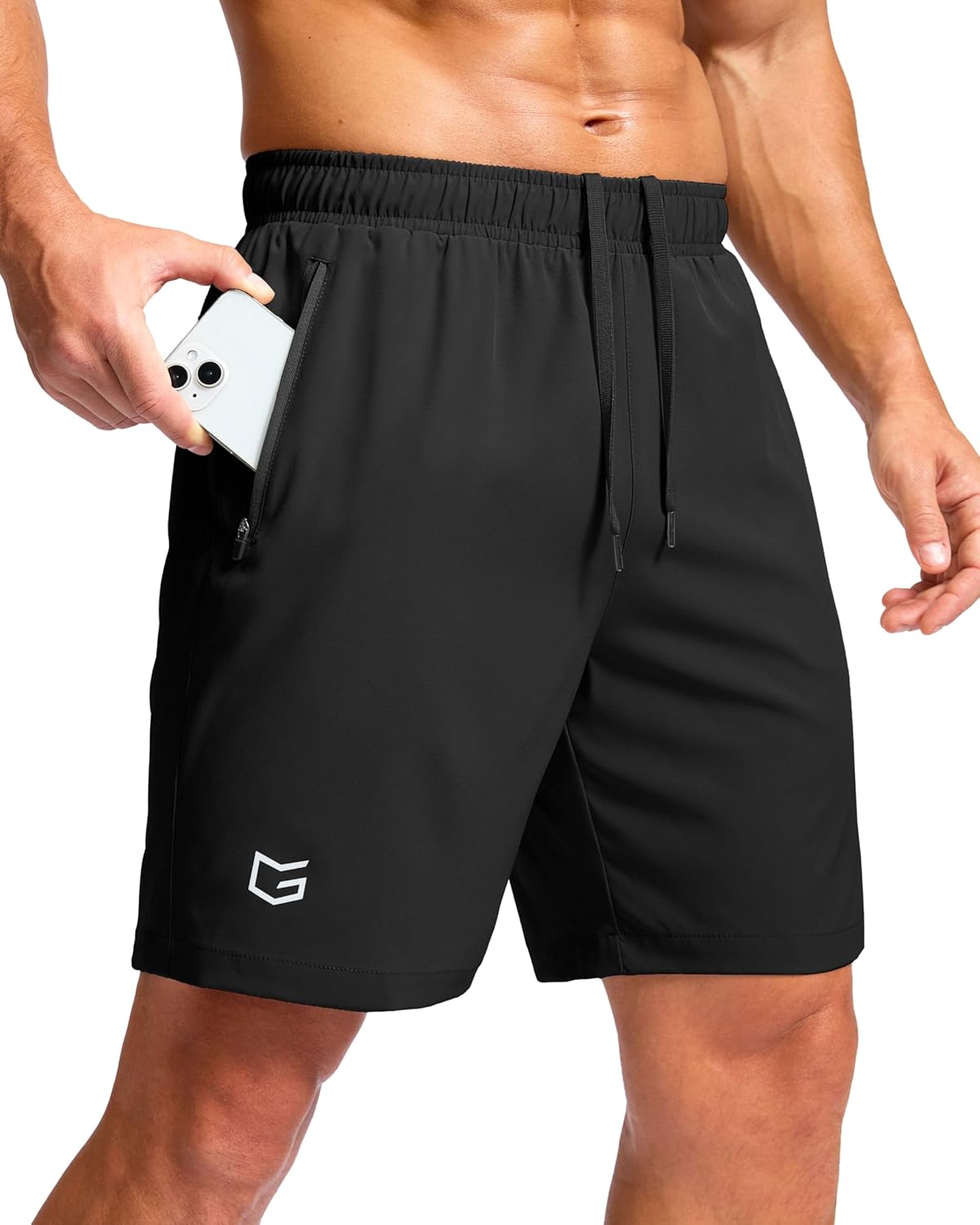 Men's Athletic Running Shorts with Zipper Pockets Quick Dry 7"/ 5"/ 9" Workout Gym Shorts for Basketball Hiking(Black,7XXXL)