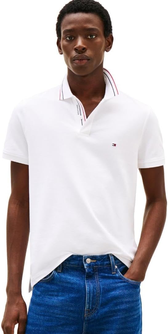 Tommy Hilfiger Mens Short Sleeve Polo Shirts in Regular Fit with Designs, Available in Big and Tall