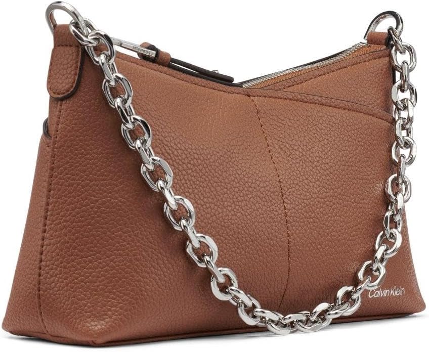 Calvin Klein Zoe Top Zip Chain Crossbody, Caramel, One Size