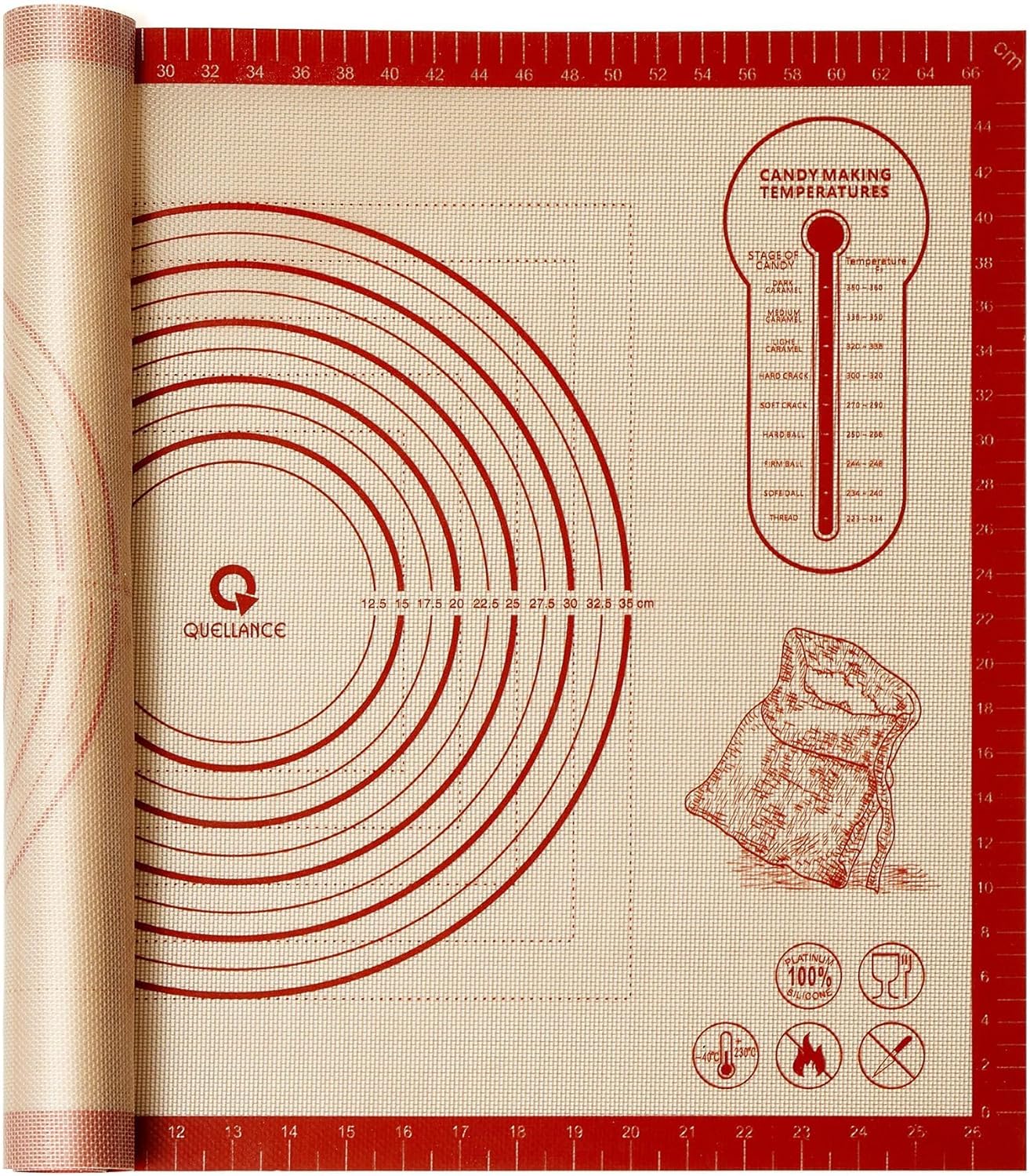 Silicone Baking Pastry Dough Mat - 28x20Inch Extra Large Cookie Bread Rolling Mats Sheet, Nonstick Kitchen Counter Kneading Board, Thick Reusable Pie Cookies Pizza Fondant Making Matt with Measurement