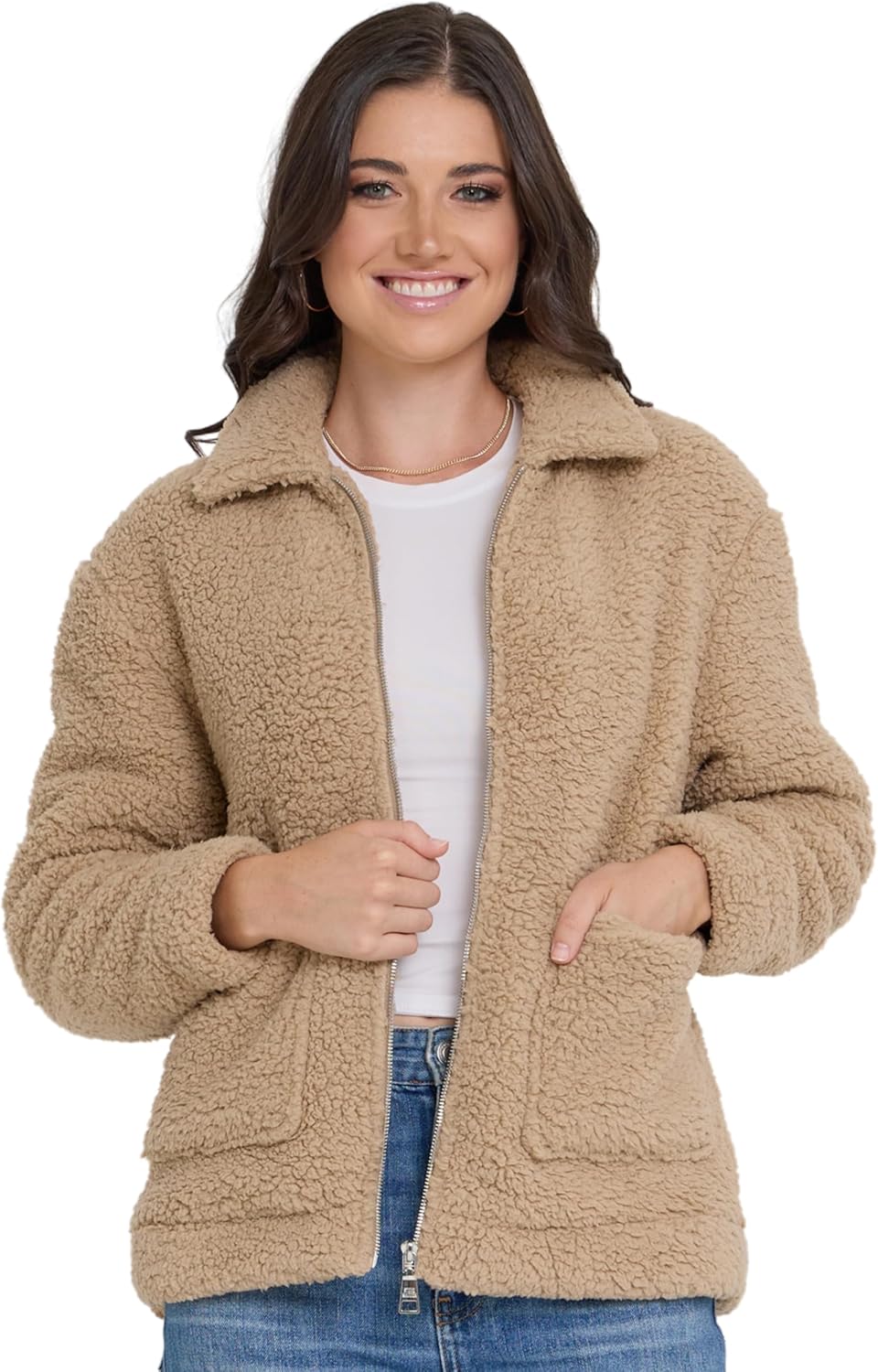 Steve Madden Sherpa Jacket Women - Oversized Faux Fur Winter Coats for Women, Shearling Fleece Plus Size Winter Jacket XS-3X