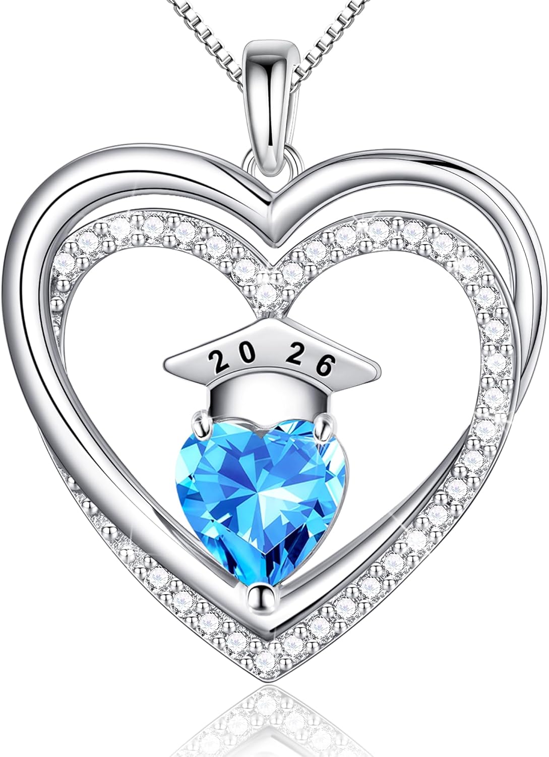 Graduation Gift for Her 2026 - College High School Graduation Gift for Her Best Friend Class of 2026 Aquamarine Necklace March Birthstone Necklace for Women