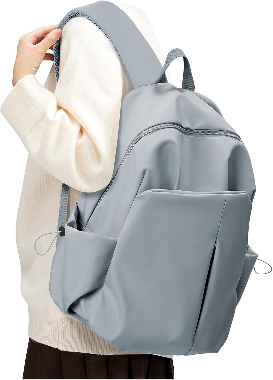 Small Backpack for School Girls Kids Women, Waterproof Bookbag Cute High School Backpack for Men Teen Boys, Lightweight College Back Pack Mochilas Escolares para Casual Daypack Rucksack Grey Blue