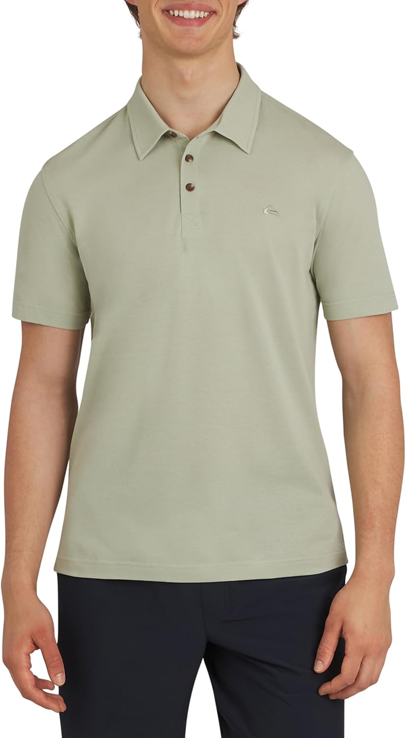 Quiksilver Men's Regular Fit Premium Soft Short Sleeve Oxford Polo Shirt, Light Sage, Large